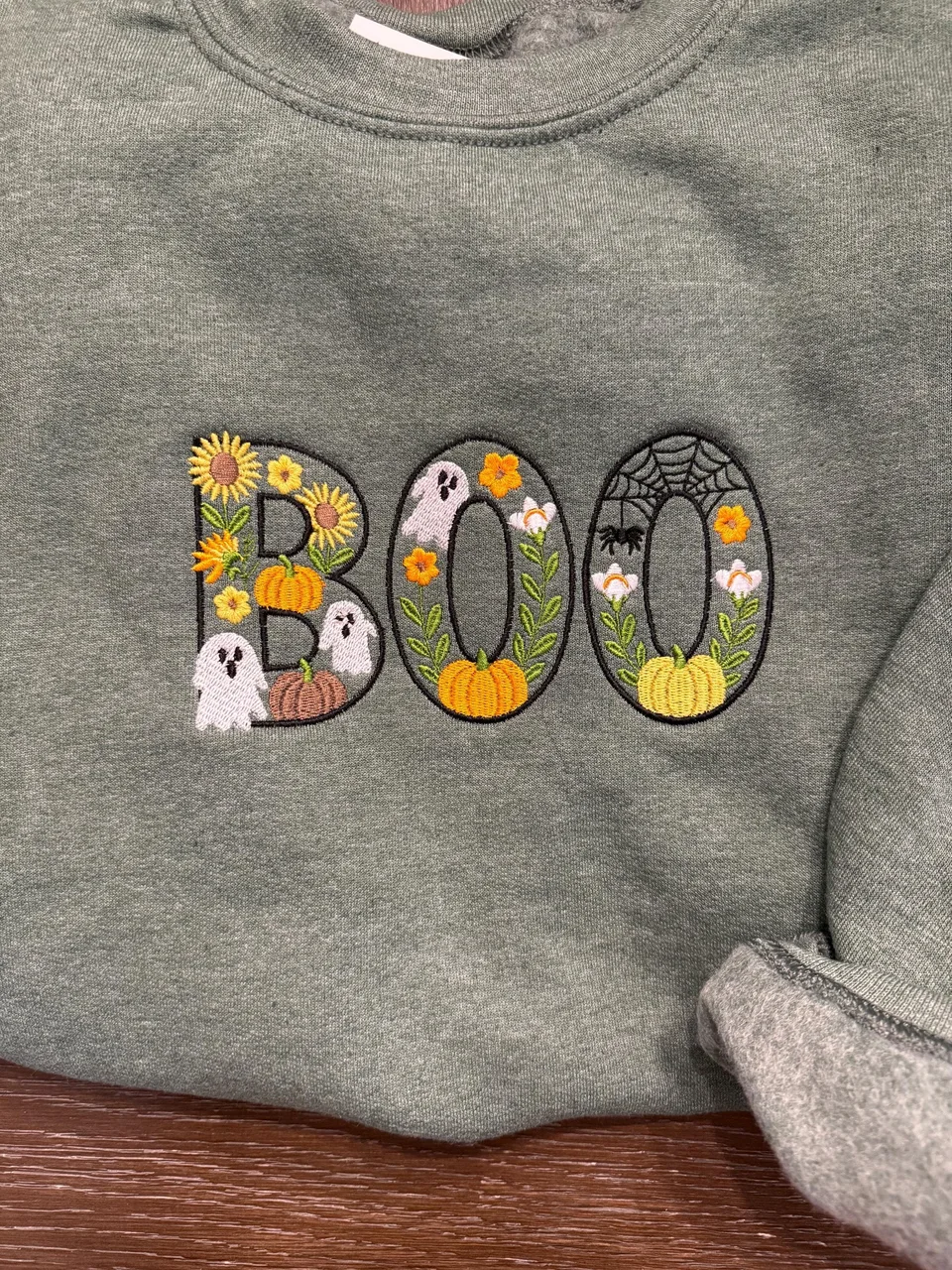 Embroidered BOO Sweatshirt: Spooky Season Crewneck — detail 2