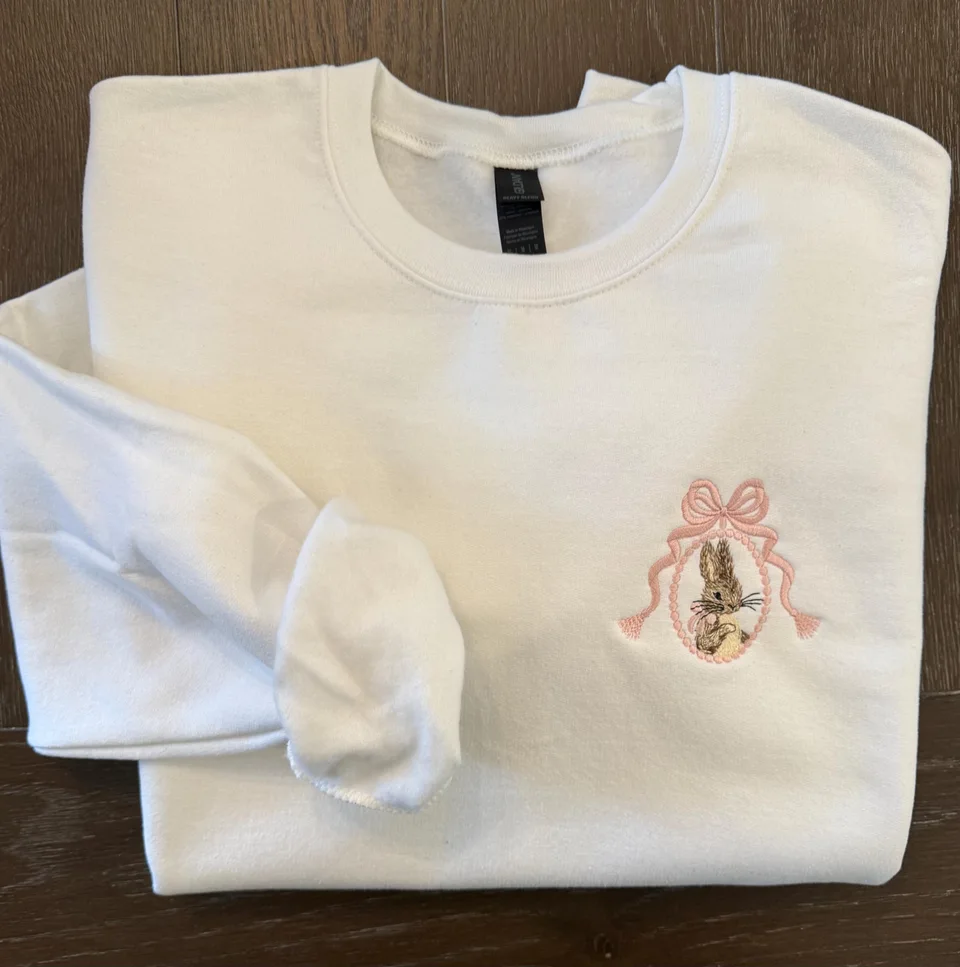 Storybook Embroidered Bunny crewneck — detail 4