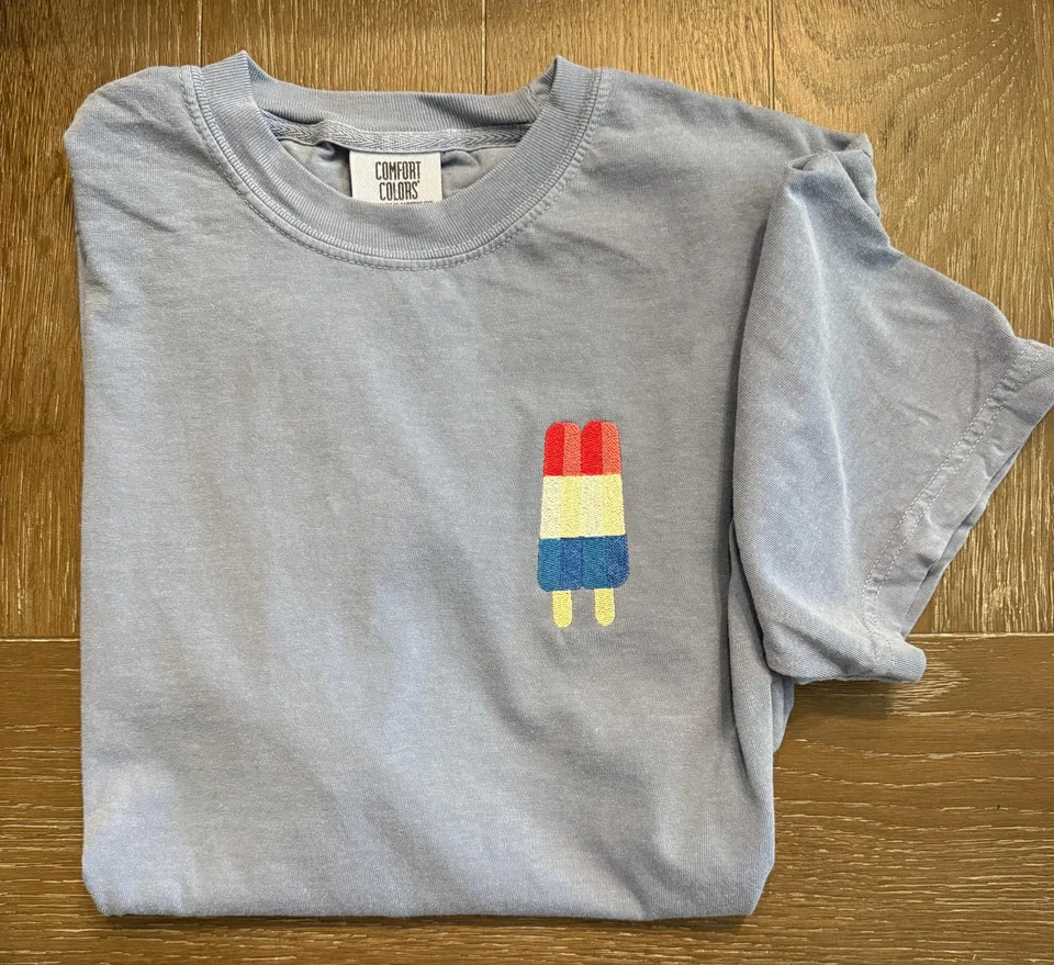 Embroidered Rocket Pop Comfort Colors Tee - 4th of July USA