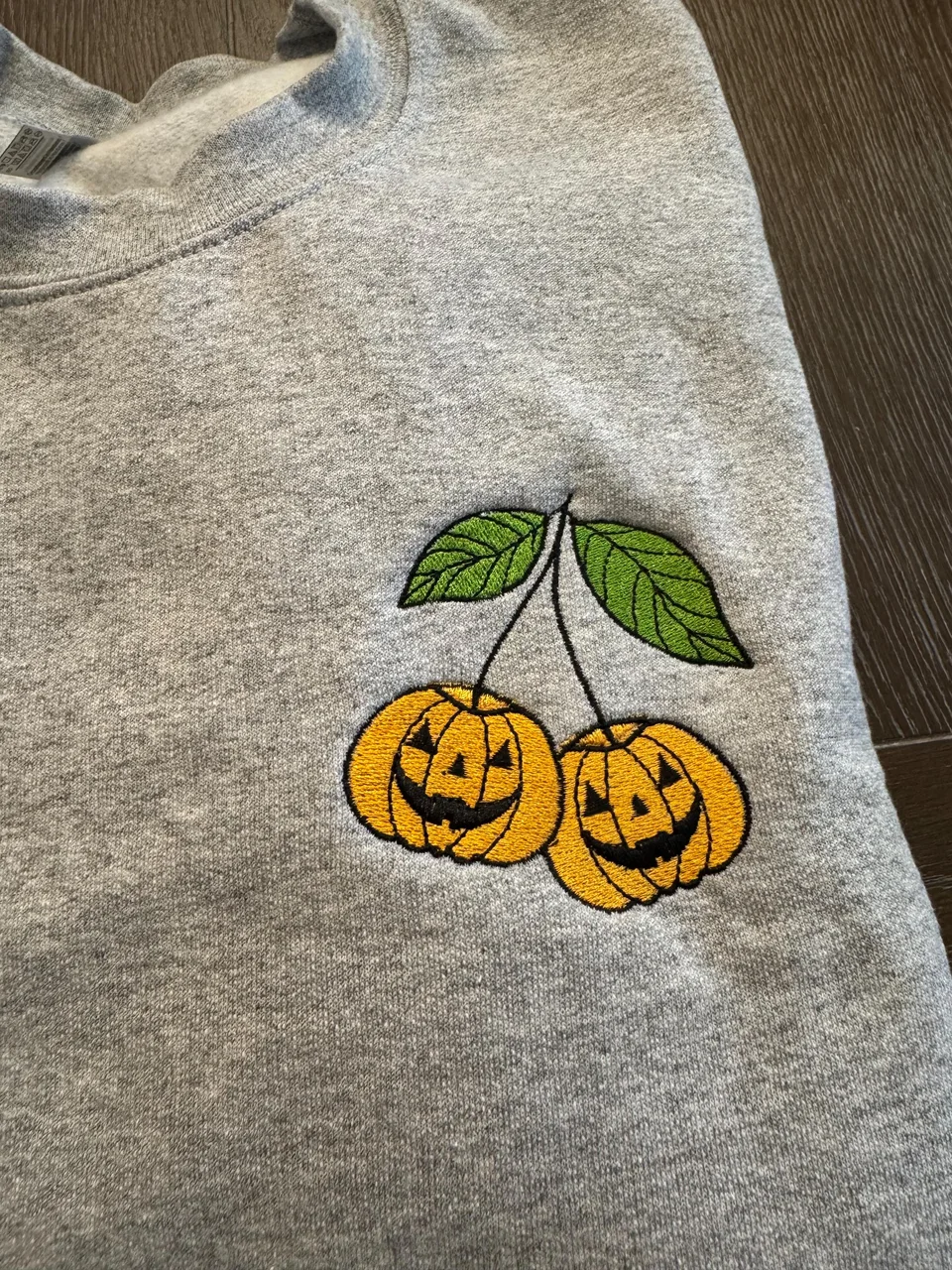 Embroidered Halloween Pumpkin Sweatshirt: Spooky Cuties — detail 4