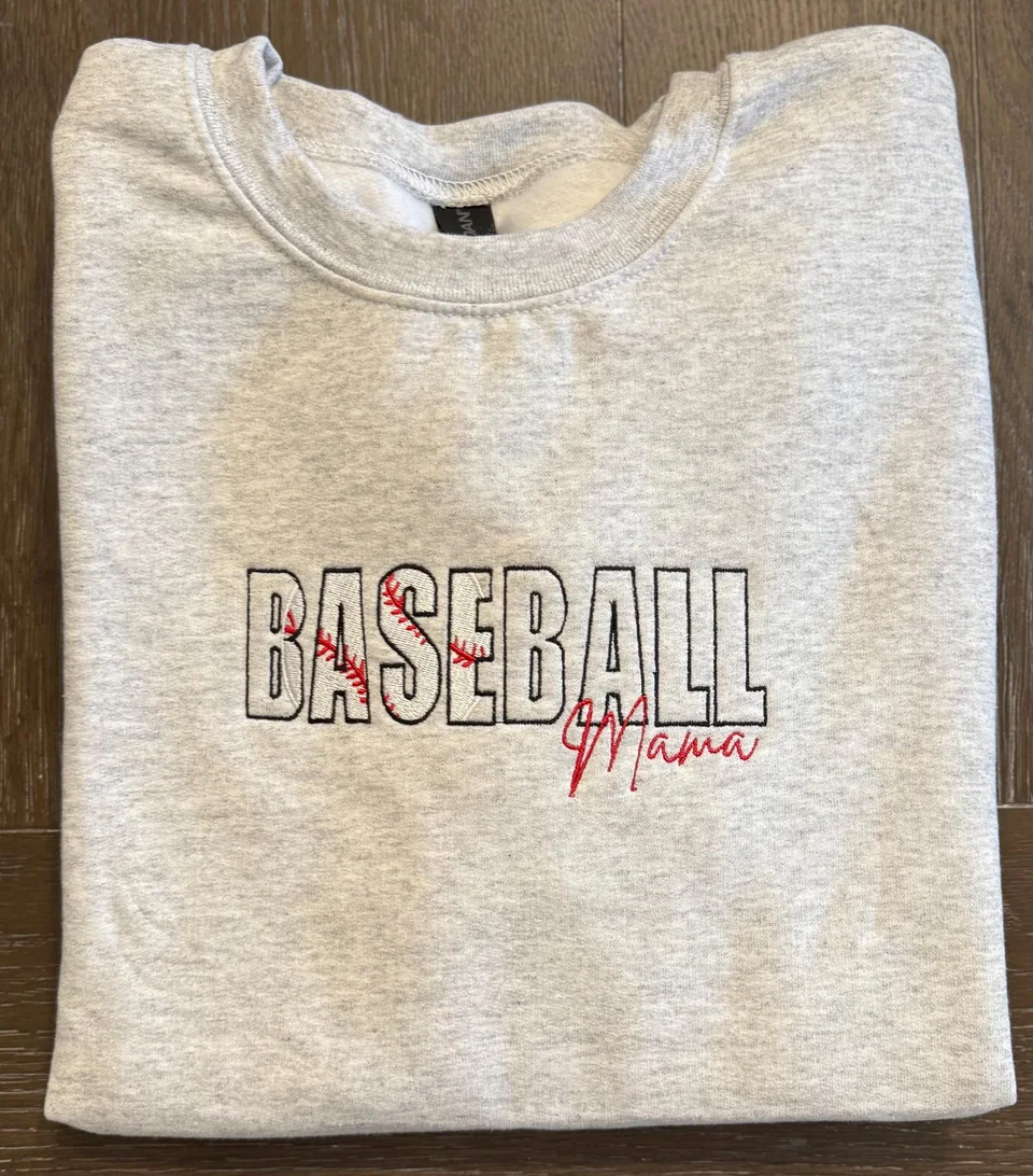 Custom Basketball Mama Varsity Sweatshirt: Embroidered Team Spirit — detail 2