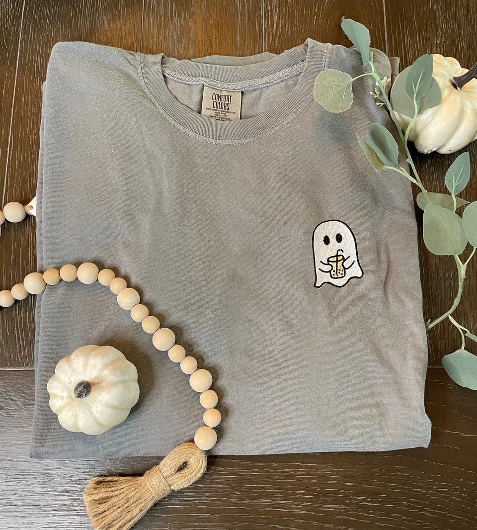 Embroidered Ghost Comfort Colors T-Shirt
