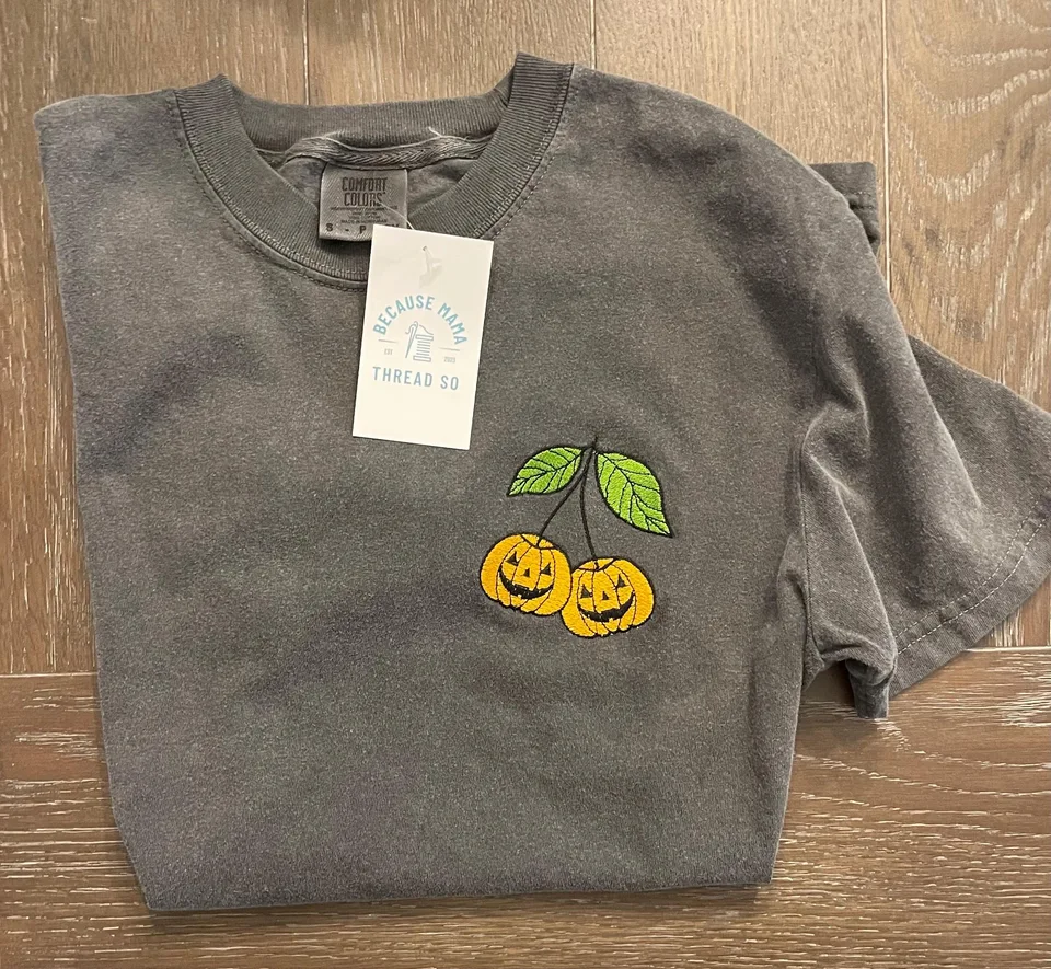 Pumpkin Cherry Comfort Colors Shirt: Halloween Fall Tee