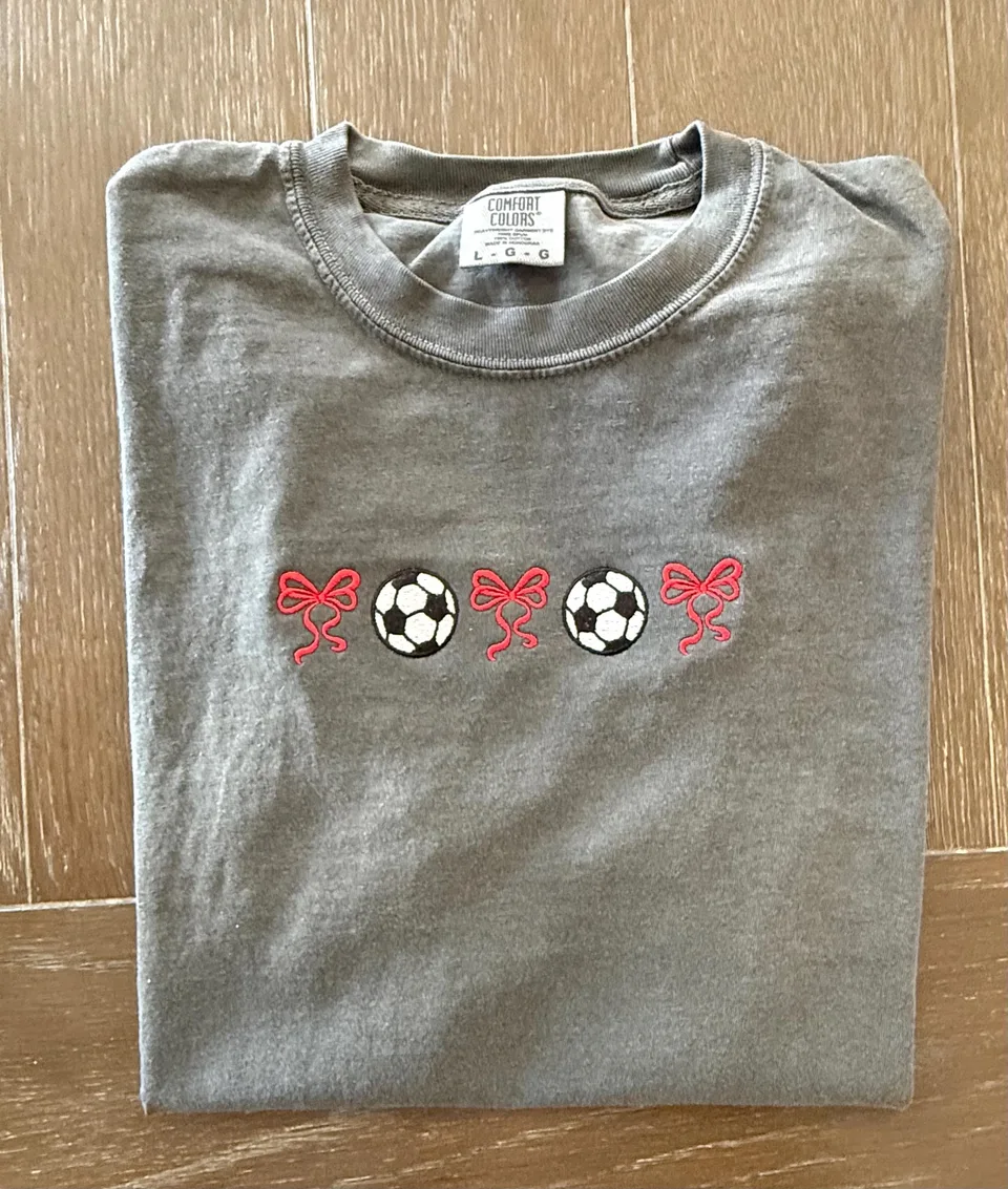 Embroidered Soccer Tee with Bows