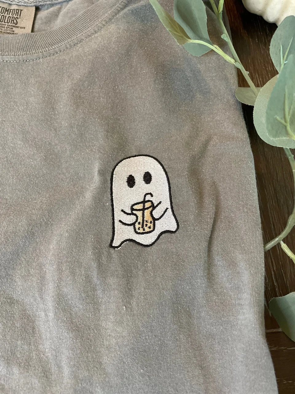 Embroidered Ghost Comfort Colors T-Shirt — detail 3