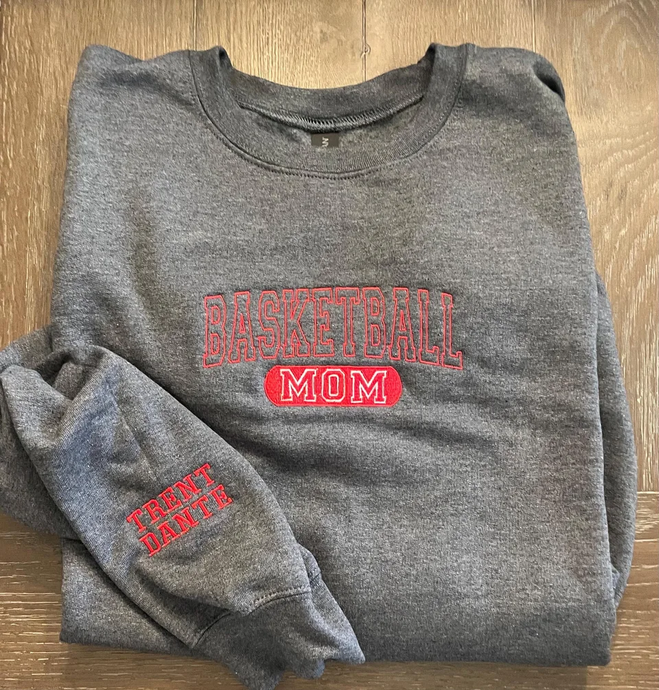 Custom Basketball Mom Varsity Sweatshirt: Embroidered Team Spirit — detail 2