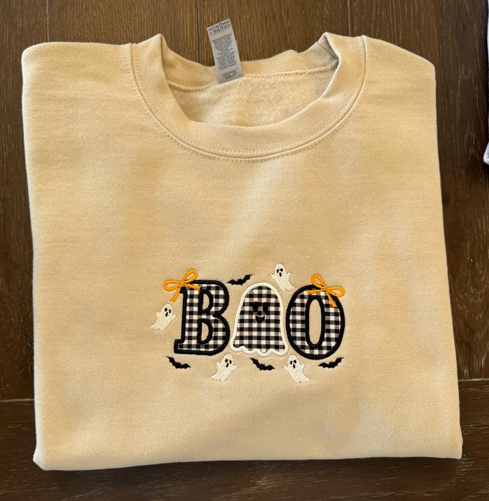 Gingham Boo Crewneck