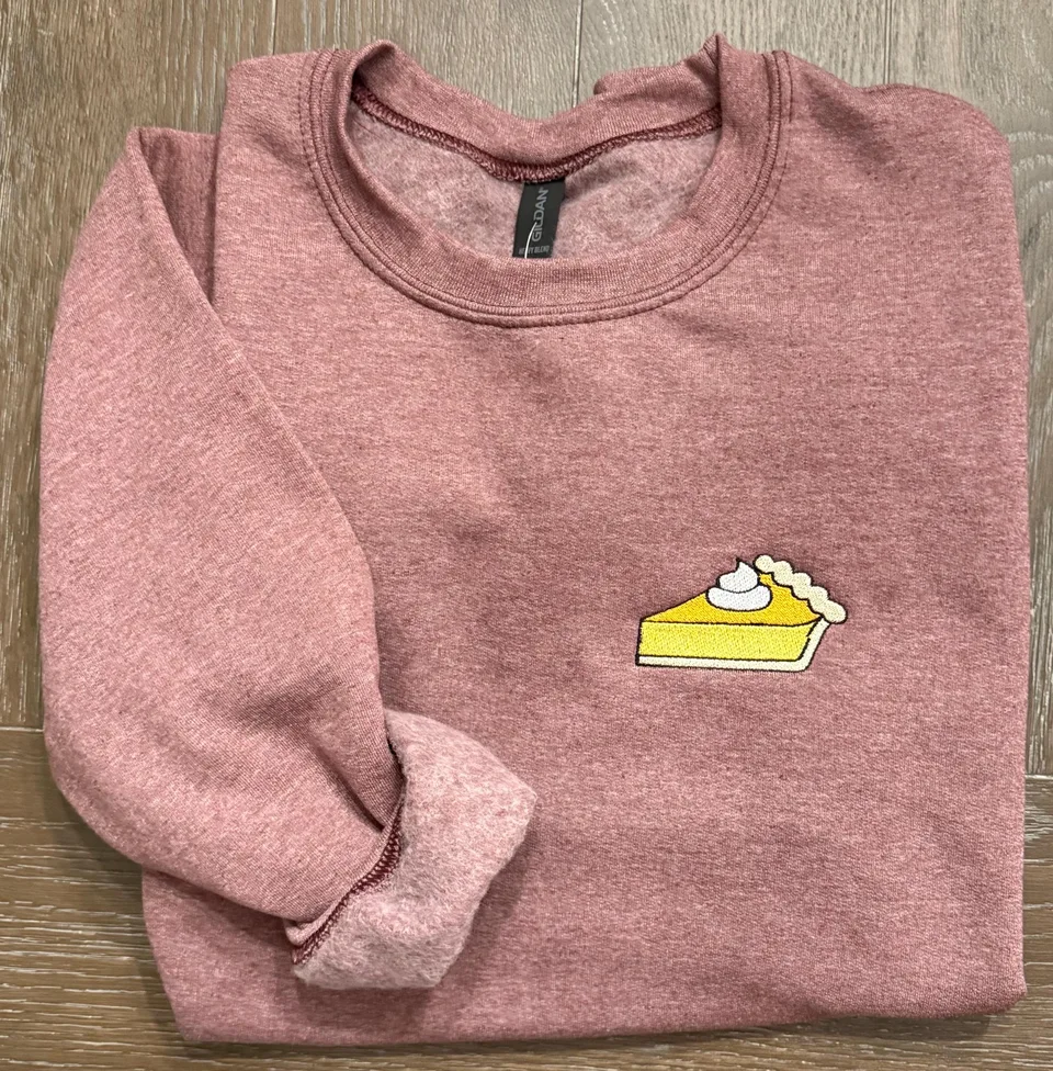 Embroidered Pumpkin Pie Sweatshirt Fall Crewneck