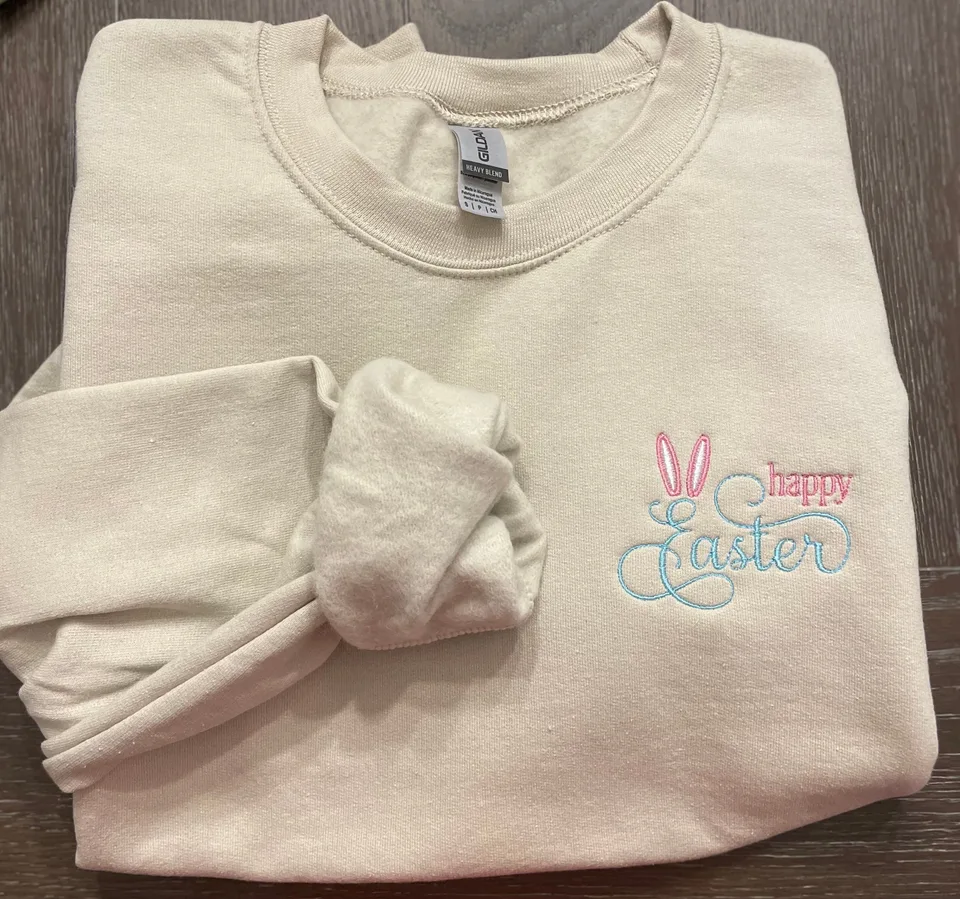 Happy Easter Bunnies Embroidered Sweatshirt — detail 2