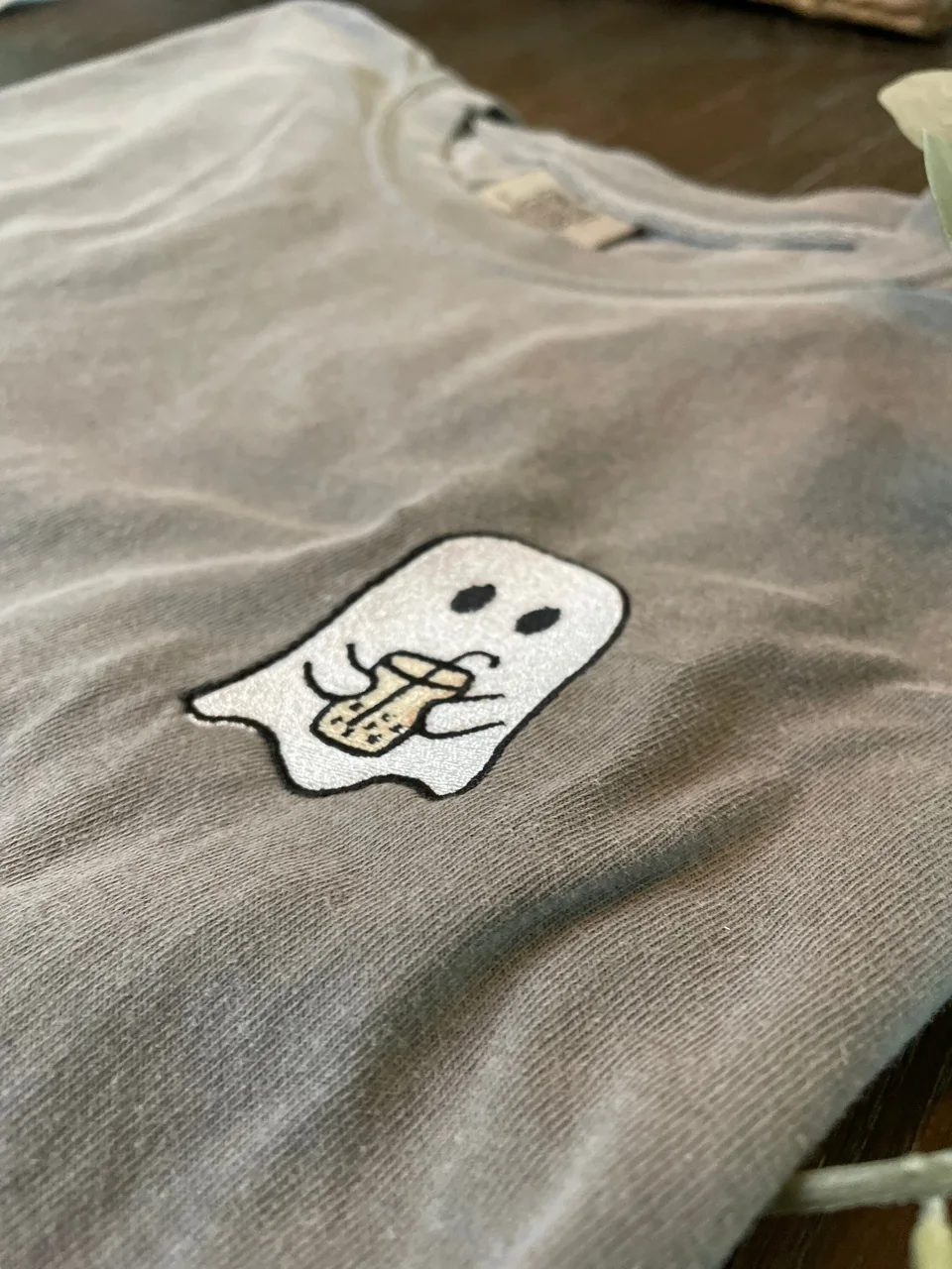 Embroidered Ghost Comfort Colors T-Shirt — detail 2