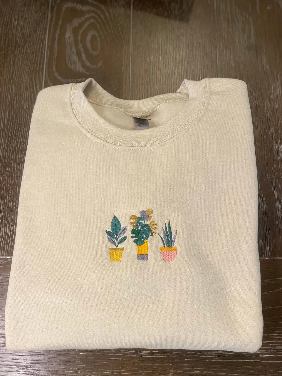 Plant Lover Crewneck: Embroidered Potted Plants, Cozy Sweatshirt