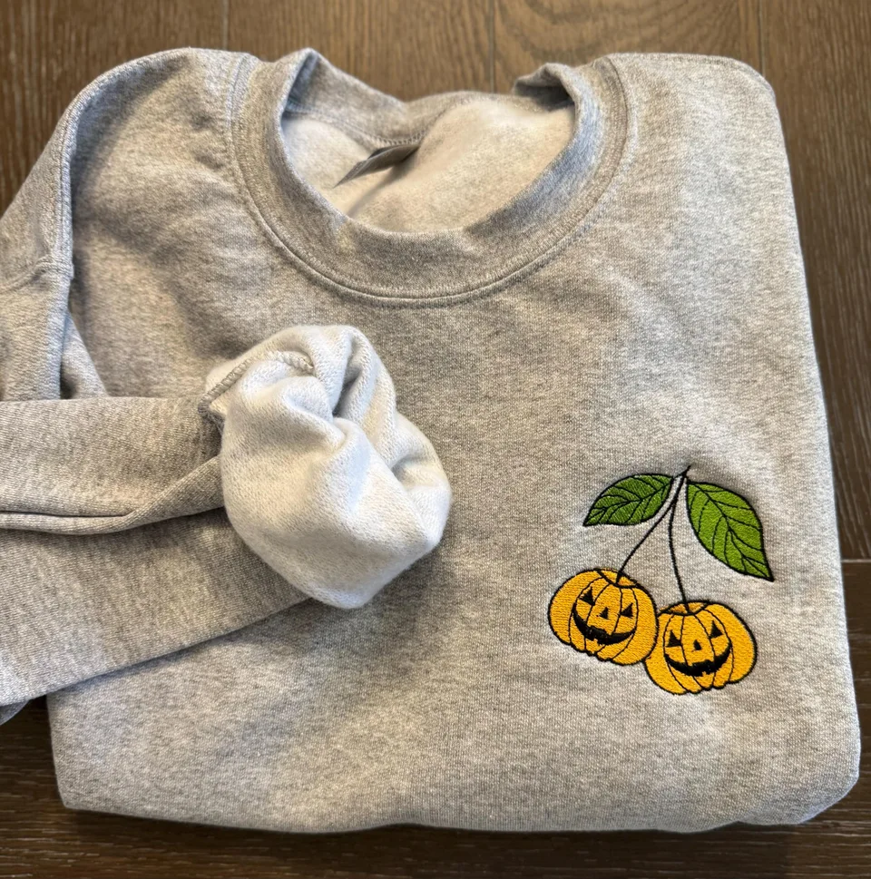 Embroidered Halloween Pumpkin Sweatshirt: Spooky Cuties