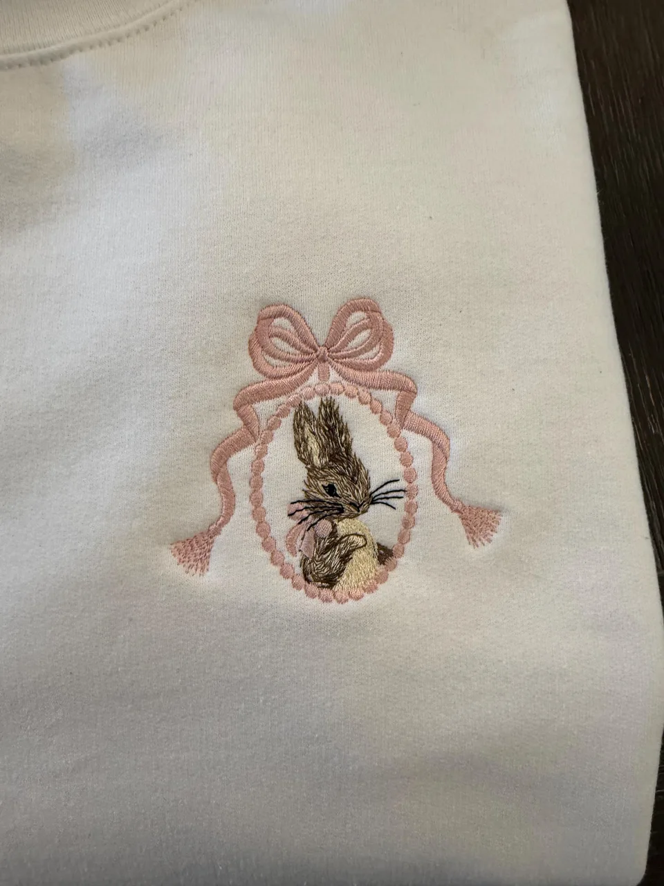 Storybook Embroidered Bunny crewneck — detail 3