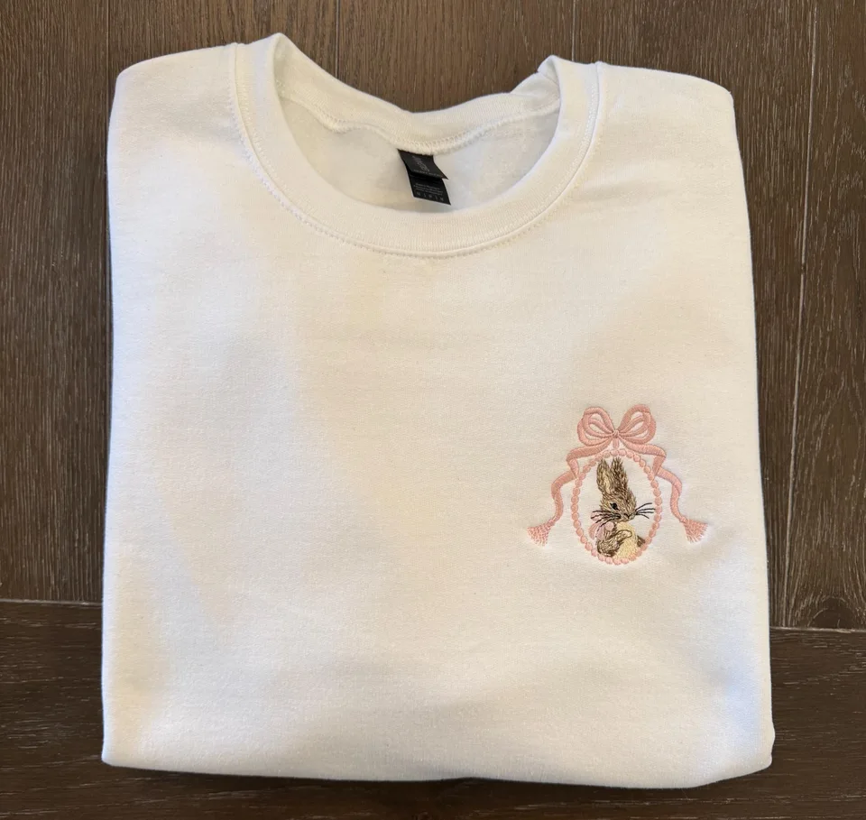 Storybook Embroidered Bunny crewneck