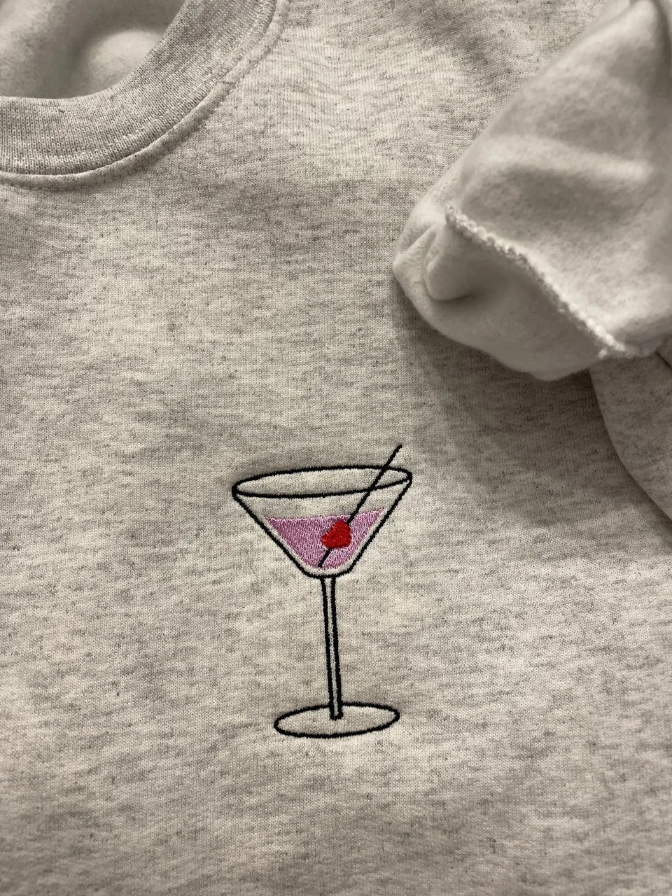 Galentine's Day Crewneck: Embroidered Cocktail Sweatshirt — detail 2